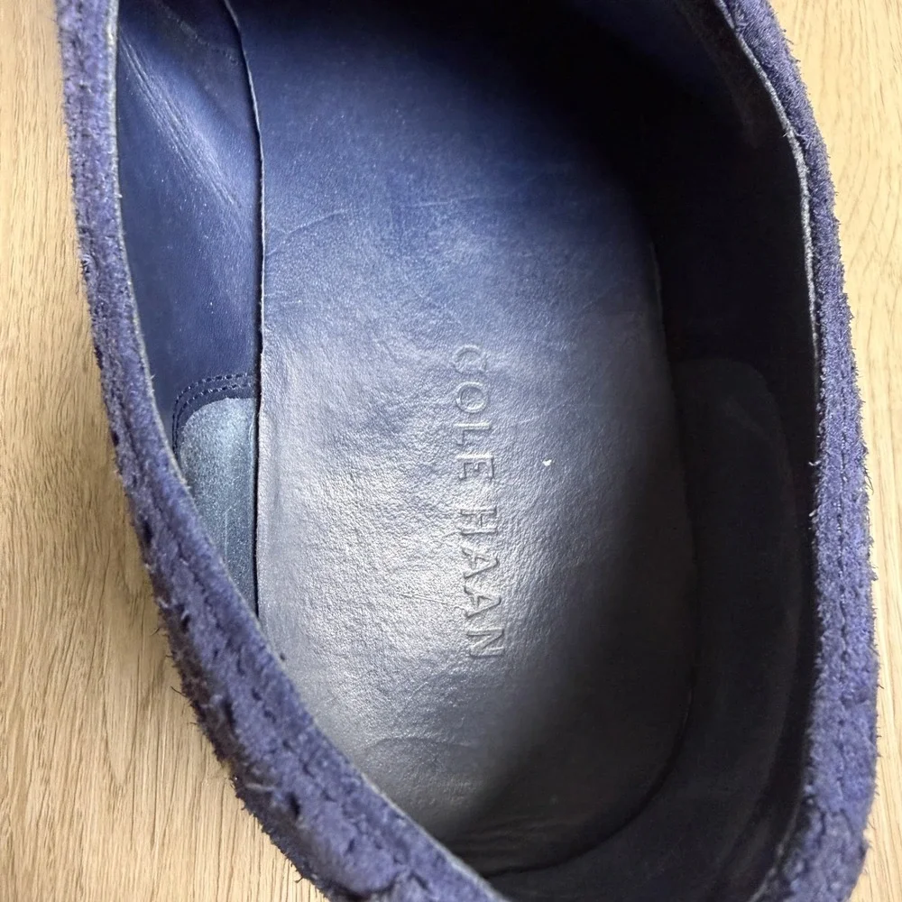Cole Haan Lunargrand Wingtip Oxford Shoes Mens 10.5 Blue‎ Suede Lunarlon C11096